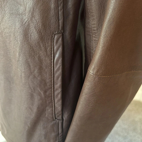 Eileen Fisher Vintage Open Brown Leather Jacket, Size Small, EUC - Picture 7 of 9